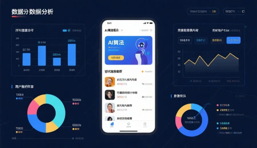 数据分析图表和AI算法,展现应用根据用户偏好推荐内容